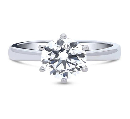Solitaire 2ct Round CZ Ring in Sterling Silver