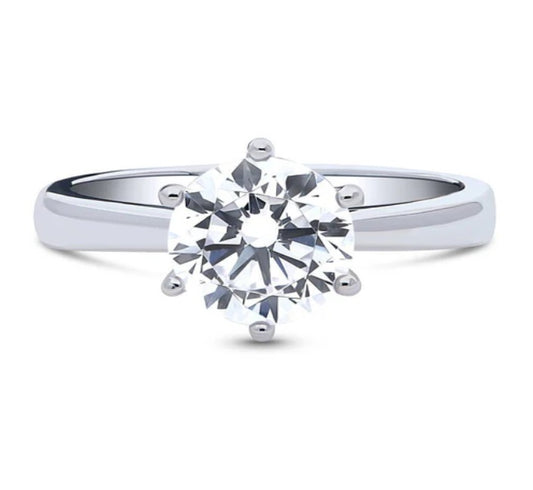 Solitaire 2ct Round CZ Ring in Sterling Silver