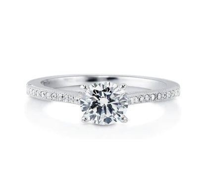 Solitaire 1ct Round CZ Ring in Sterling Silver