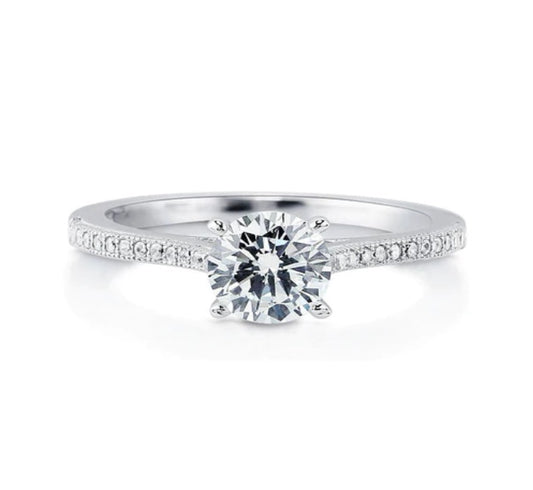 Solitaire 1ct Round CZ Ring in Sterling Silver