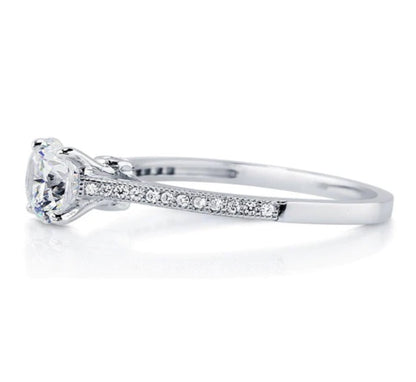 Solitaire 1ct Round CZ Ring in Sterling Silver