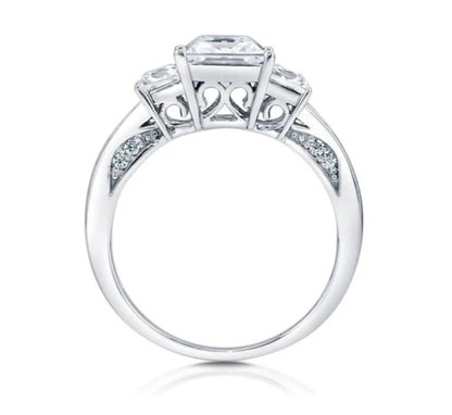 3-Stone Princess CZ Ring in Sterling Silver