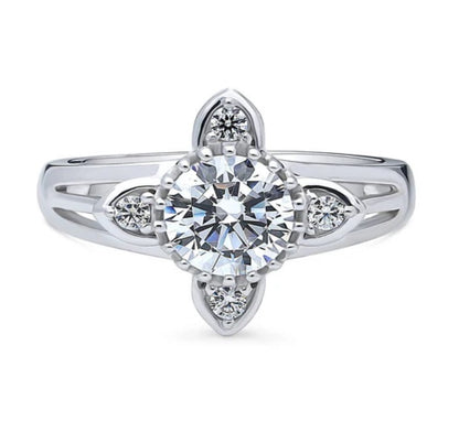 Flower CZ Ring in Sterling Silver