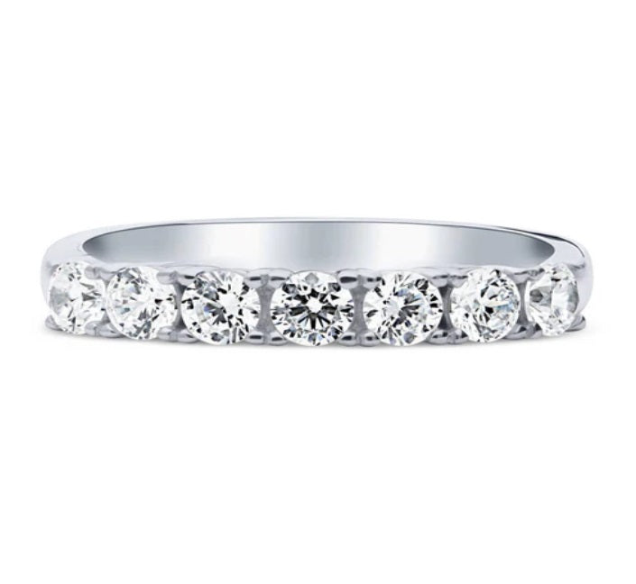 7-Stone CZ Half Eternity Ring in Sterling Silver