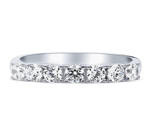 7-Stone CZ Half Eternity Ring in Sterling Silver