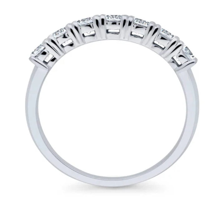 7-Stone CZ Half Eternity Ring in Sterling Silver