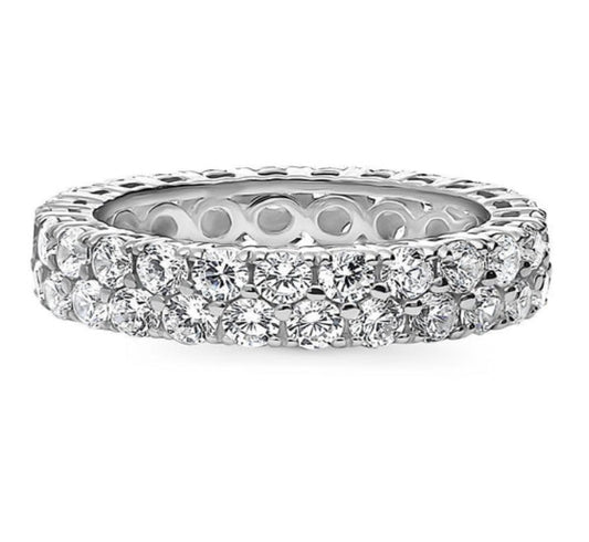 Pave Set CZ Eternity Ring in Sterling Silver