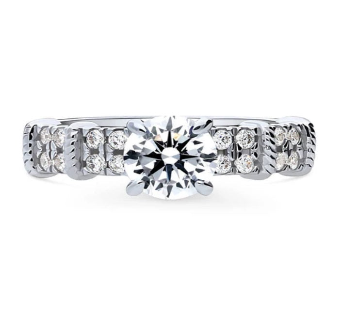 Solitaire 1ct Round CZ Ring in Sterling Silver