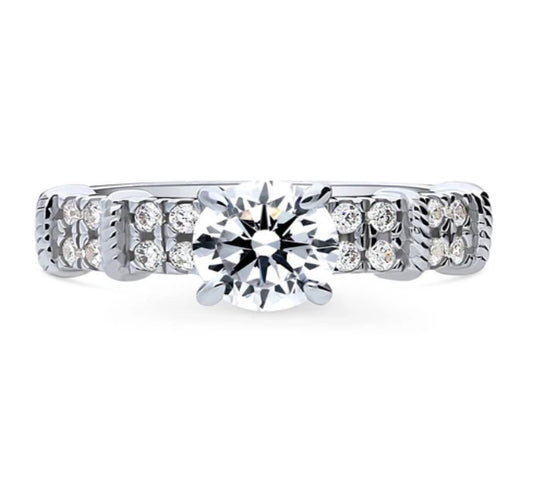 Solitaire 1ct Round CZ Ring in Sterling Silver