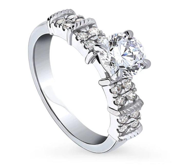 Solitaire 1ct Round CZ Ring in Sterling Silver