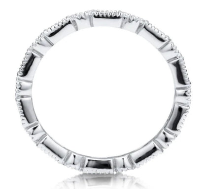 Art Deco Milgrain Bezel Set CZ Eternity Ring in Sterling Silver