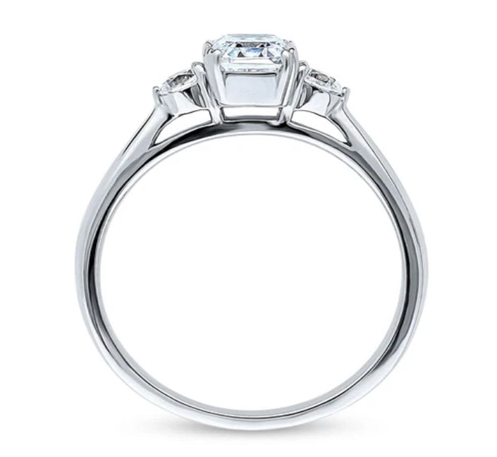3-Stone Emerald Cut CZ Ring in Sterling Silver