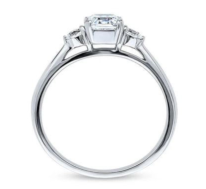 3-Stone Emerald Cut CZ Ring in Sterling Silver