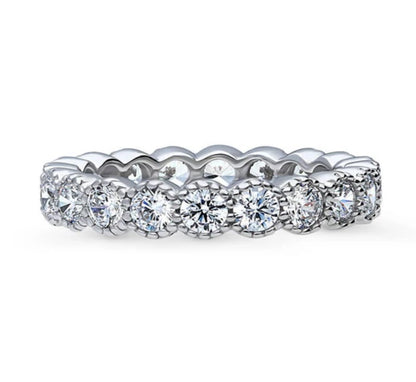 Milgrain Bezel Set CZ Eternity Ring in Sterling Silver