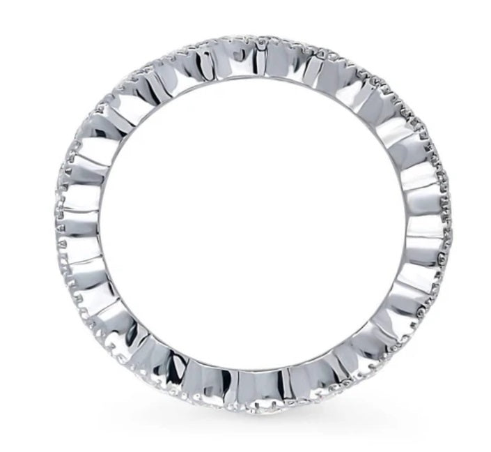 Milgrain Bezel Set CZ Eternity Ring in Sterling Silver