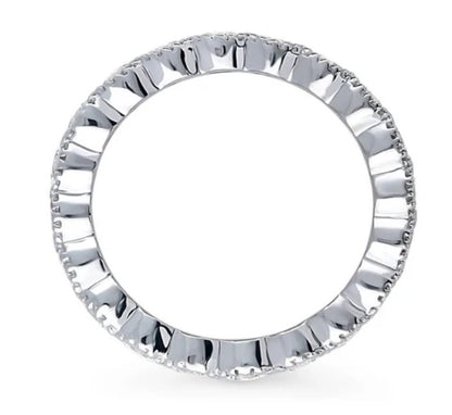 Milgrain Bezel Set CZ Eternity Ring in Sterling Silver