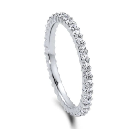 Pave Set CZ Eternity Ring in Sterling Silver