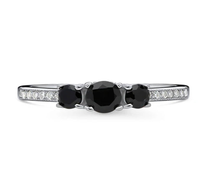 3-Stone Round CZ Ring in Sterling Silver