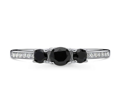 3-Stone Round CZ Ring in Sterling Silver