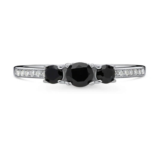 3-Stone Round CZ Ring in Sterling Silver