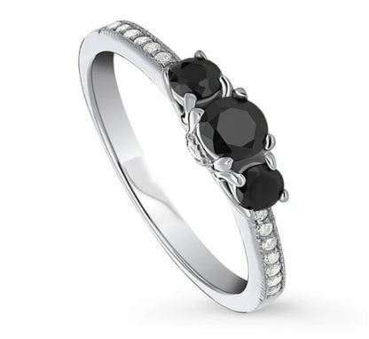 3-Stone Round CZ Ring in Sterling Silver