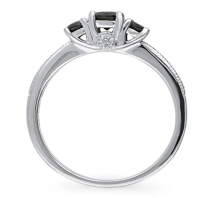 3-Stone Round CZ Ring in Sterling Silver