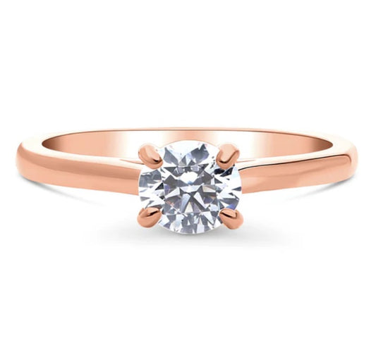 Solitaire 0.8ct Round CZ Ring in Rose Gold Plated Sterling Silver