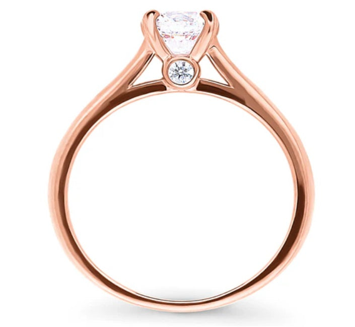 Solitaire 0.8ct Round CZ Ring in Rose Gold Plated Sterling Silver