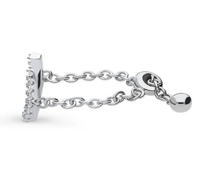 Horseshoe CZ Chain Ring in Sterling Silver