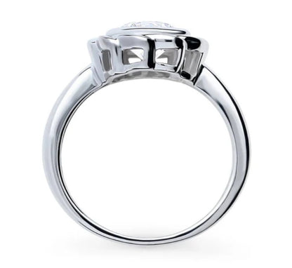 Woven Solitaire Bezel Set CZ Ring in Sterling Silver
