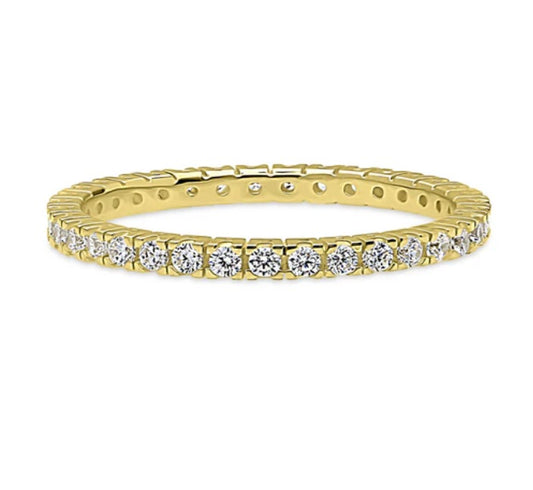 CZ Eternity Ring in Gold Flashed Sterling Silver