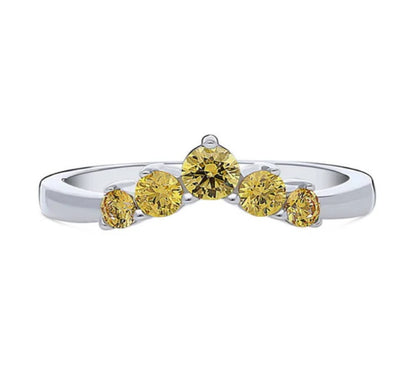 5-Stone Wishbone CZ Stackable Curved Band in Sterling Silver