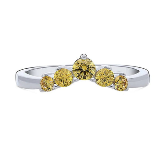 5-Stone Wishbone CZ Stackable Curved Band in Sterling Silver
