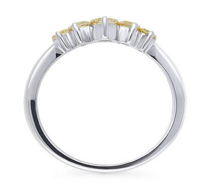 5-Stone Wishbone CZ Stackable Curved Band in Sterling Silver