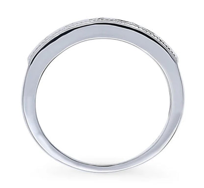 Woven CZ Band in Sterling Silver