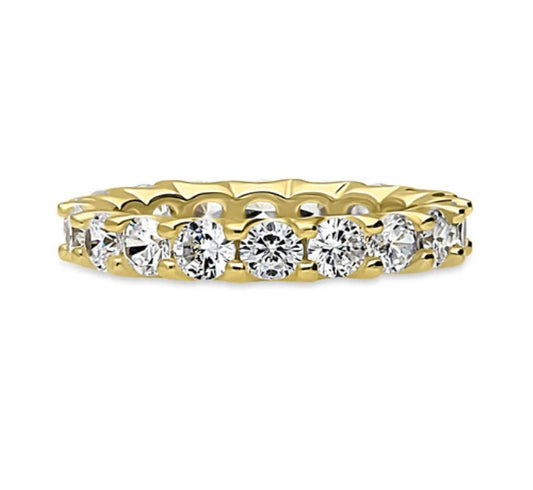 Pave Set CZ Eternity Ring in Gold Flashed Sterling Silver