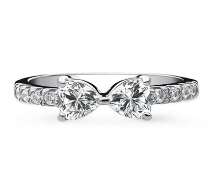 Bow Tie Heart CZ Ring in Sterling Silver