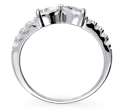 Bow Tie Heart CZ Ring in Sterling Silver