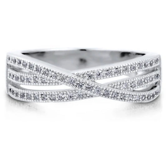 Woven CZ Ring in Sterling Silver