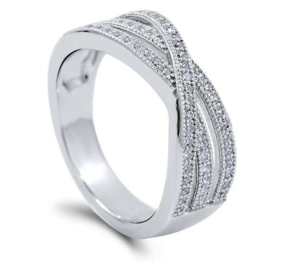 Woven CZ Ring in Sterling Silver
