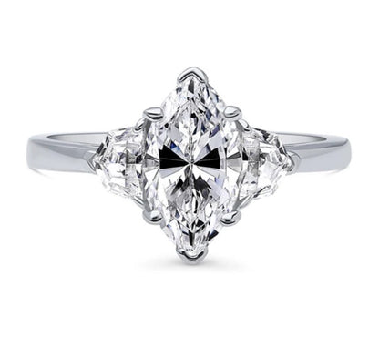 3-Stone Marquise CZ Ring in Sterling Silver