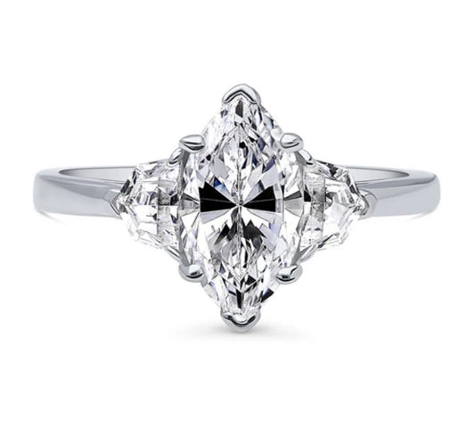 3-Stone Marquise CZ Ring in Sterling Silver