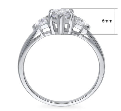 3-Stone Marquise CZ Ring in Sterling Silver