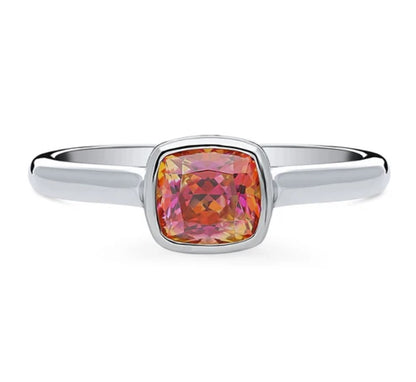 Solitaire Bezel Set Cushion CZ Ring in Sterling Silver 1.25ct