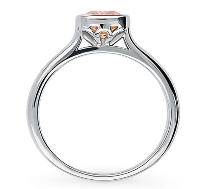 Solitaire Bezel Set Cushion CZ Ring in Sterling Silver 1.25ct