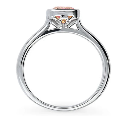 Solitaire Bezel Set Cushion CZ Ring in Sterling Silver 1.25ct