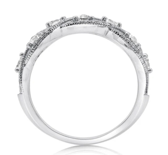 Woven Art Deco CZ Statement Ring in Sterling Silver