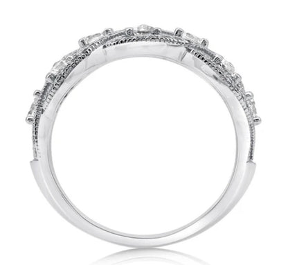 Woven Art Deco CZ Statement Ring in Sterling Silver