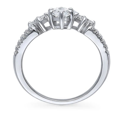 3-Stone Marquise CZ Split Shank Ring in Sterling Silver
