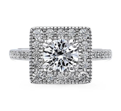 Halo Round CZ Ring in Sterling Silver